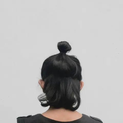 Top knot finished from behind
